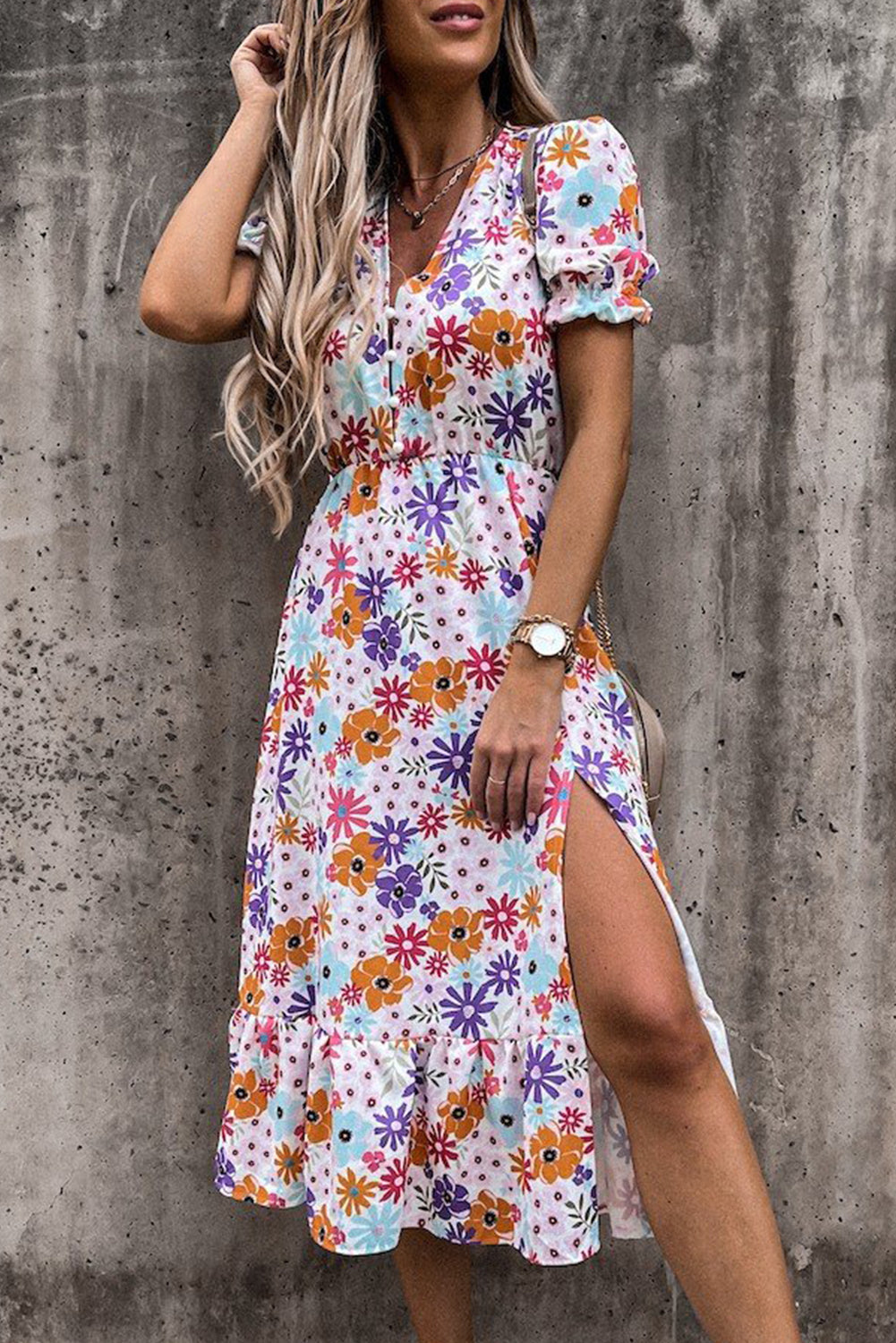 Elance™ | Floral V-Neck Maxi Dress