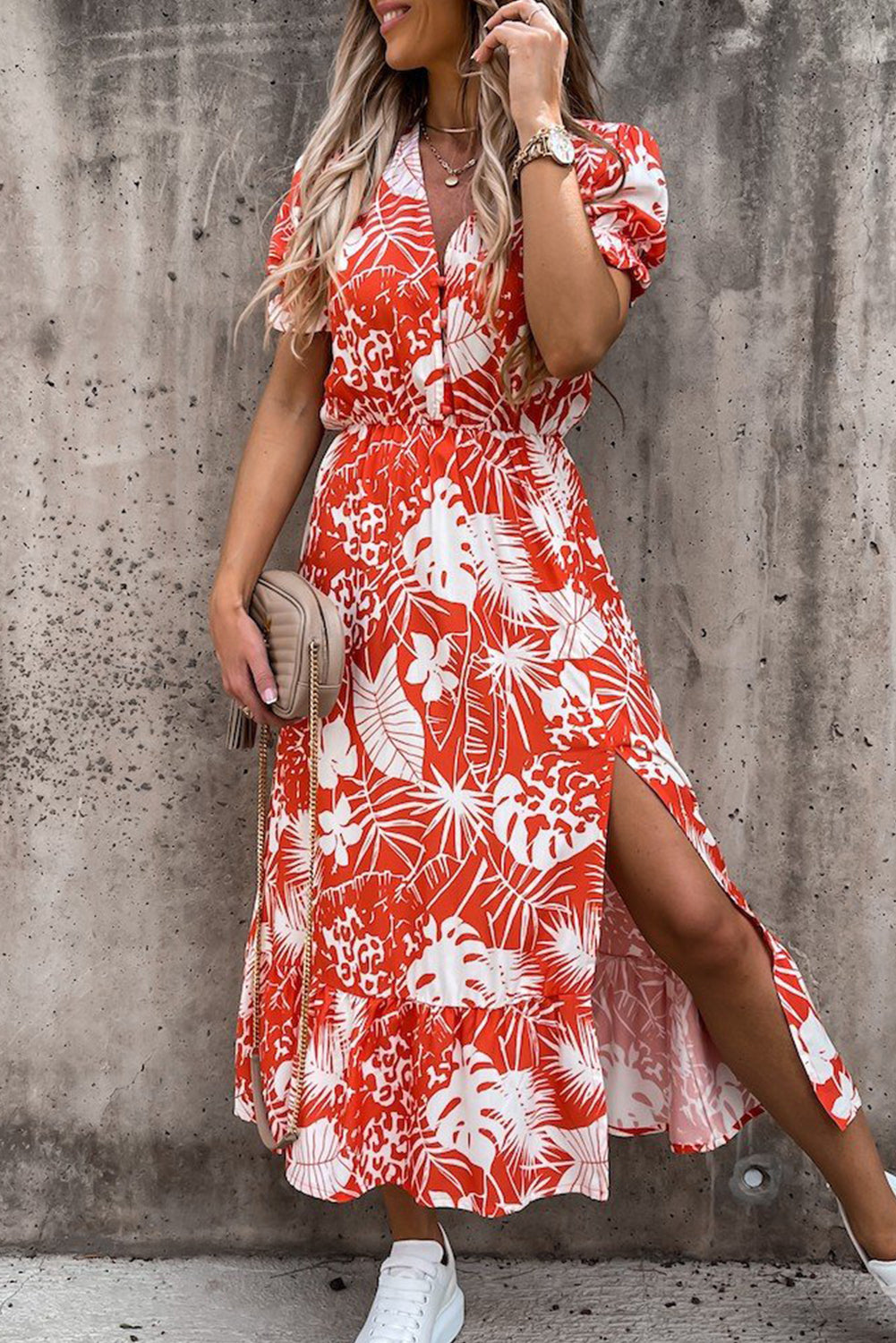 Elance™ | Floral V-Neck Maxi Dress