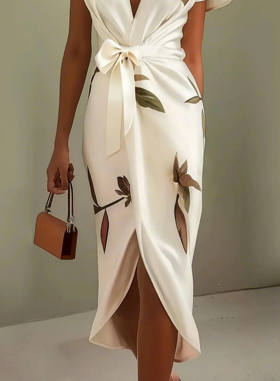 Elance™ | Élégante Robe Midi Blanche