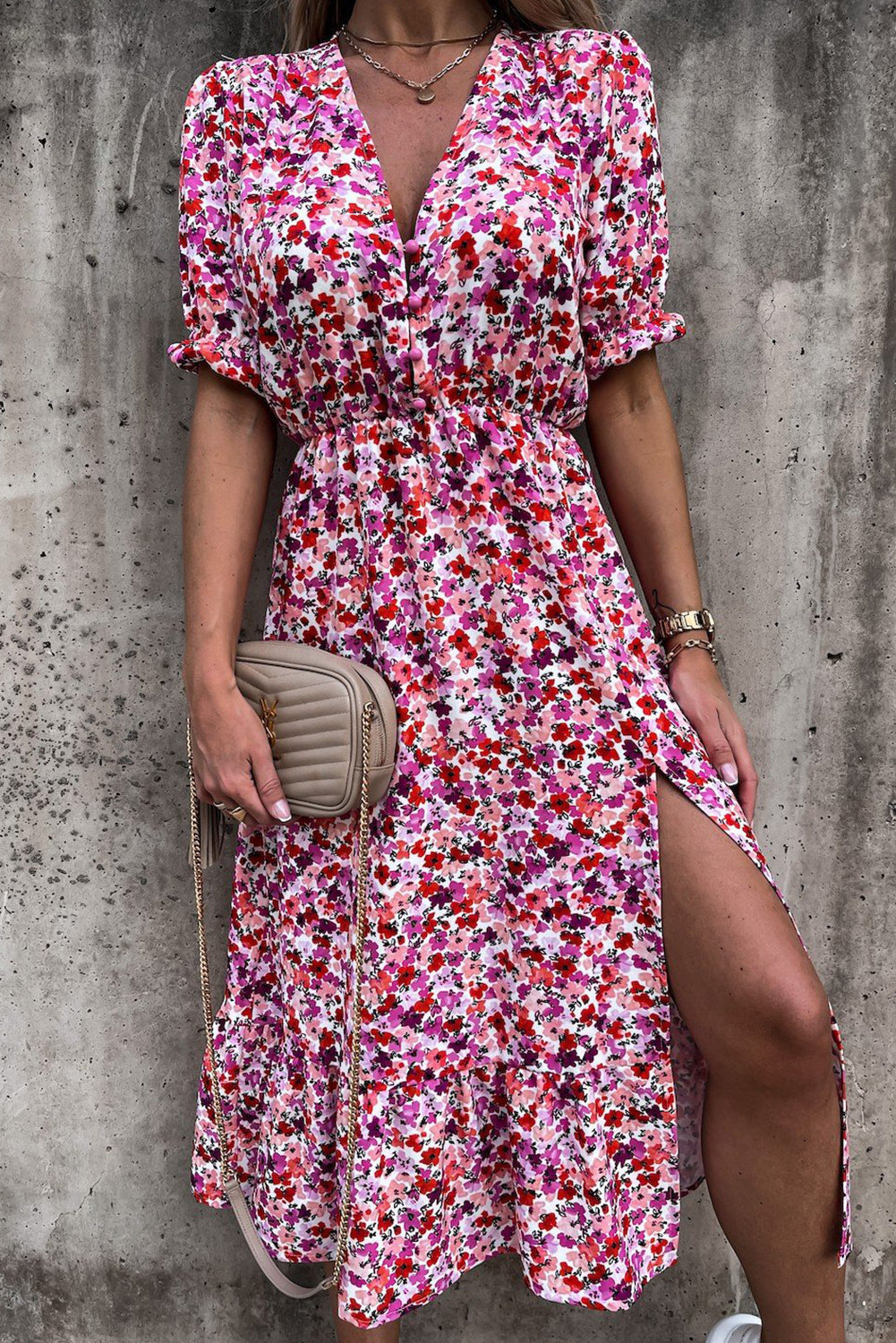 Elance™ | Floral V-Neck Maxi Dress