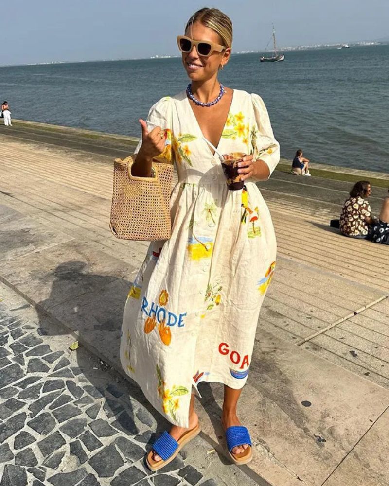 Elance™ | Imprimée Lin Robe