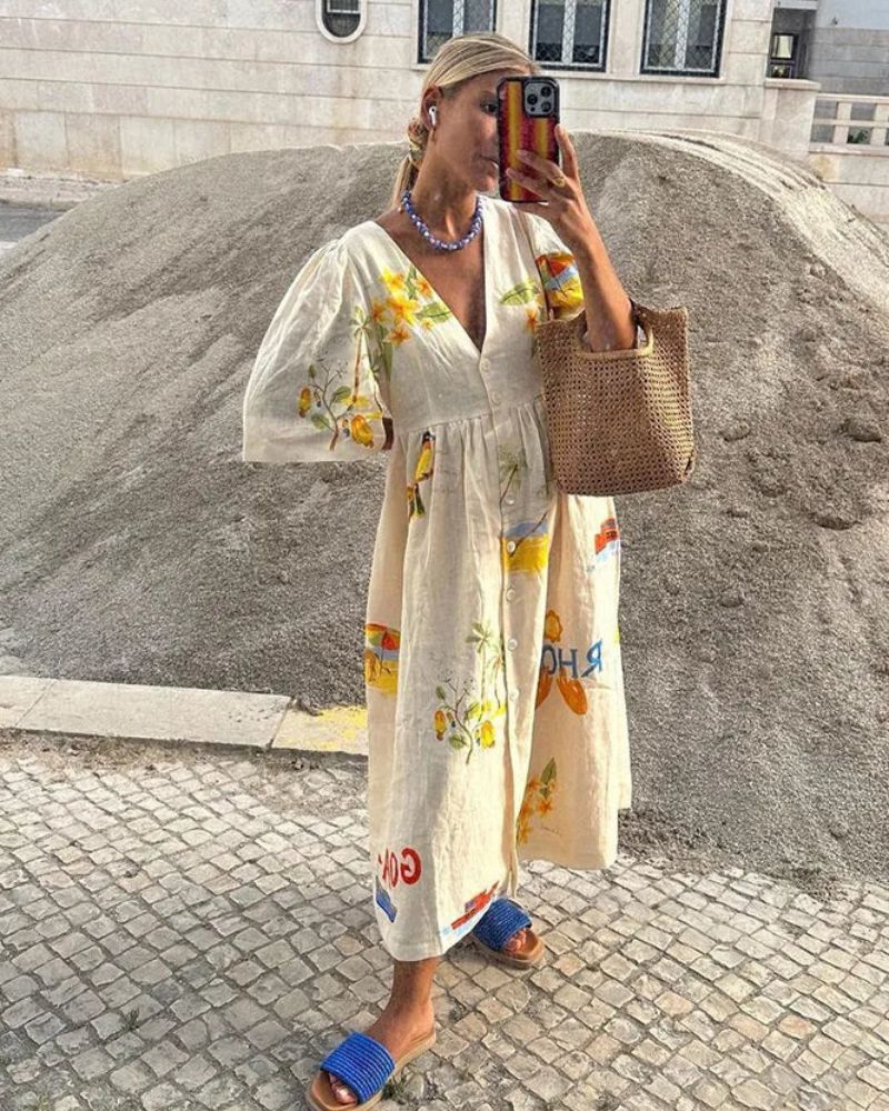 Elance™ | Imprimée Lin Robe