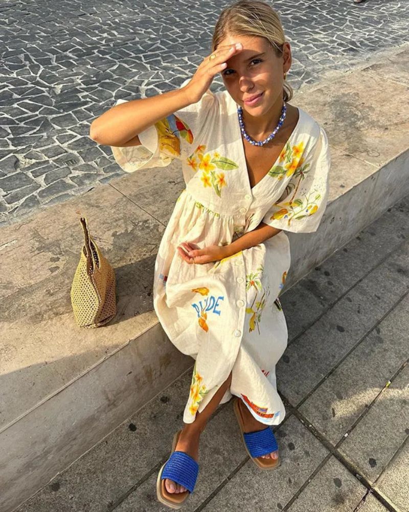 Elance™ | Imprimée Lin Robe