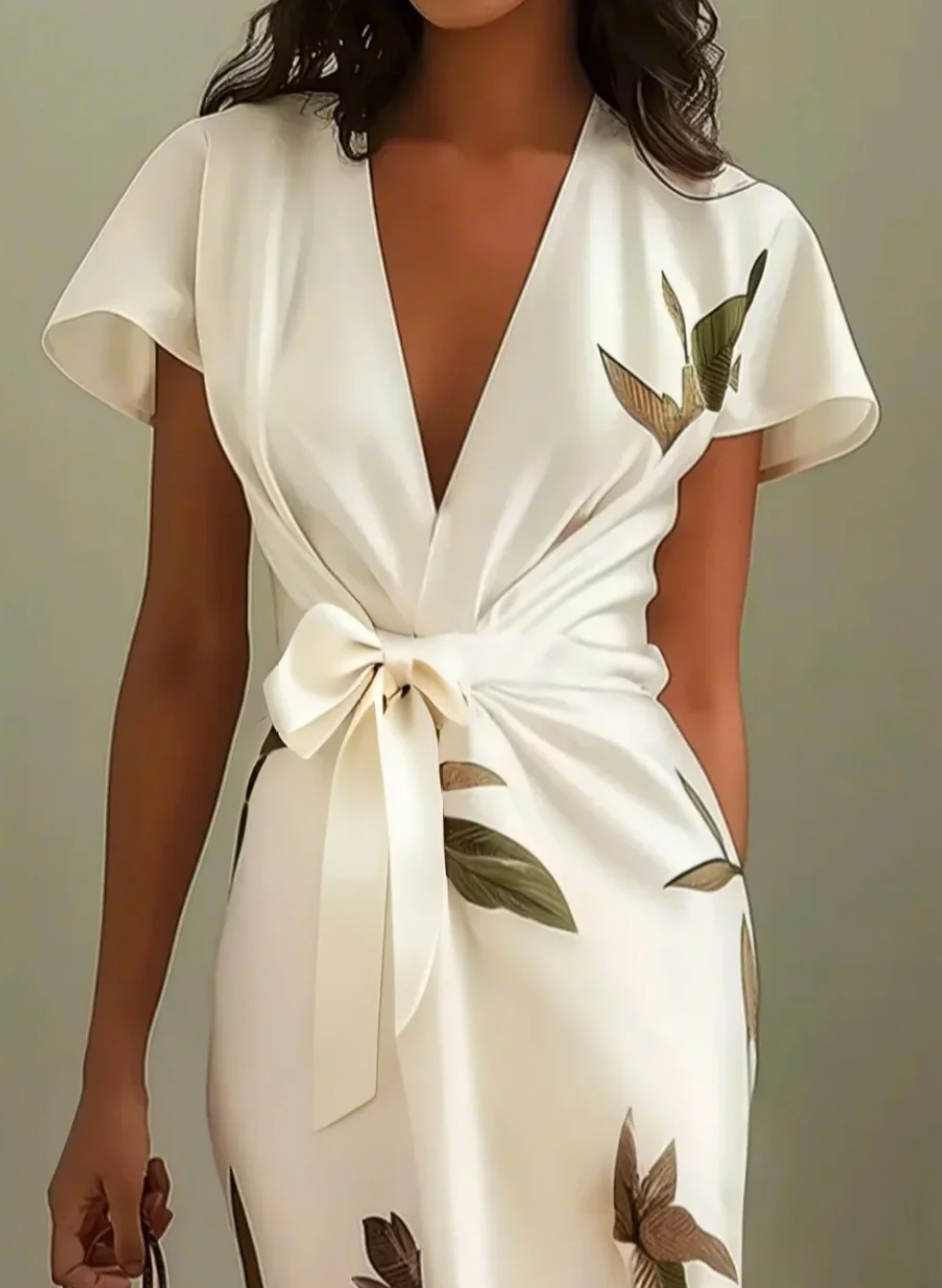 Elance™ | Élégante Robe Midi Blanche